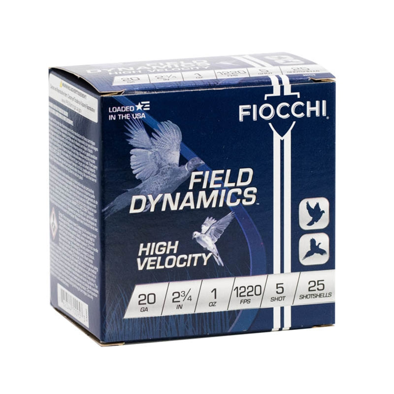 FIOCCHI FIELD DYNAMICS 20GA 2.75" 1220FPS 1OZ #5 AMMO 25RDS