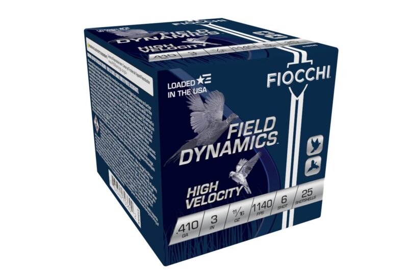 FIOCCHI FIELD DYNAMICS 410 BORE 3″ 1140FPS 11:16OZ #6 AMMO 25RDS FIOCCHI FIELD DYNAMICS 410 BORE 3" 1140FPS 11/16OZ #6 AMMO 25RDS