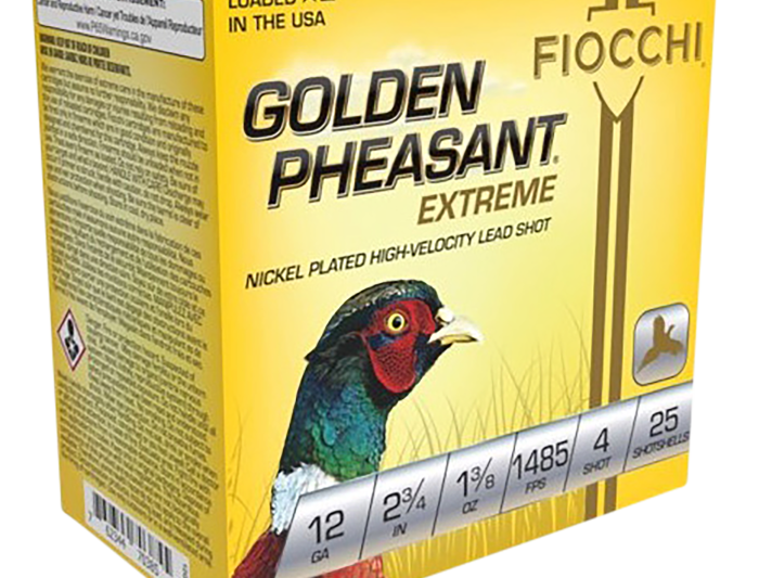 FIOCCHI GOLDEN PHEASANT 12GA 2.75″ 1250FPS 1-3:8OZ #4 AMMO 25RDS FIOCCHI GOLDEN PHEASANT 12GA 2.75" 1250FPS 1-3/8OZ #4 AMMO 25RDS