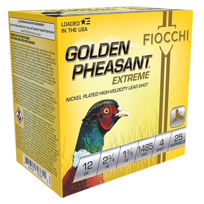 FIOCCHI GOLDEN PHEASANT 12GA 2.75" 1250FPS 1-3/8OZ #4 AMMO 25RDS