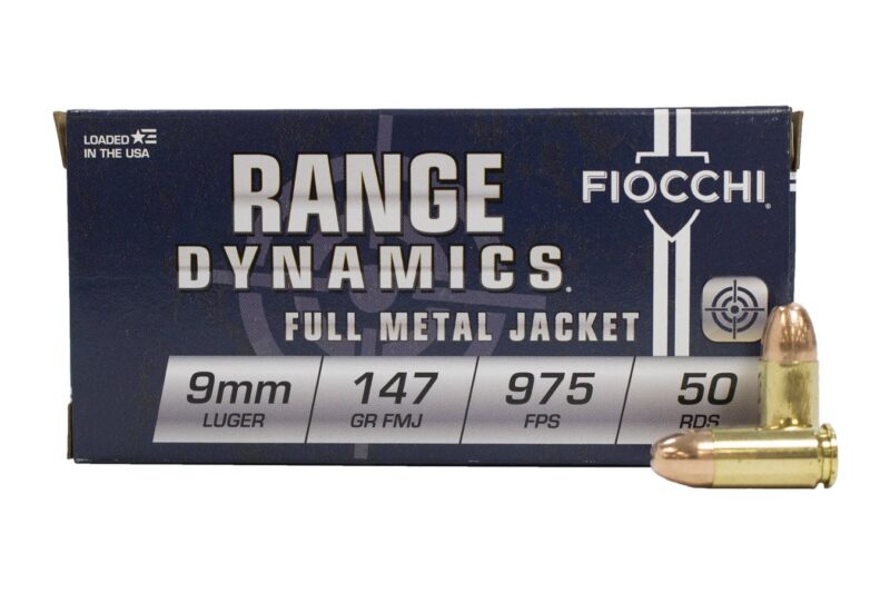 FIOCCHI RANGE DYNAMICS 9MM LUGER 147GR SUBSONIC FMJ AMMO 50RDS