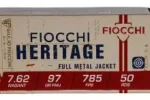 FIOCCHI HERITAGE 7.62 NAGANT 97GR FMJ AMMO 50CT