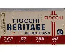 FIOCCHI HERITAGE 7.62 NAGANT 97GR FMJ AMMO 50CT
