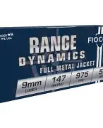 FIOCCHI RANGE DYNAMICS 9MM LUGER 147GR SUBSONIC FMJ AMMO 50RDS