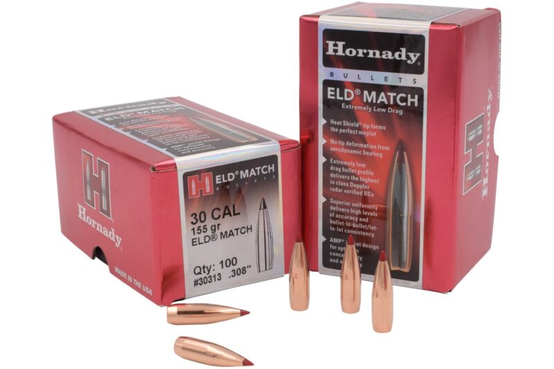 HORNADY 30CAL (.308″) 155GR ELD MATCH BULLETS 100CT HORNADY 30CAL (.308") 155GR ELD MATCH BULLETS 100CT