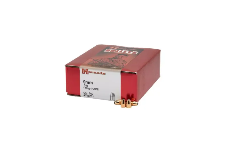 HORNADY 9MM (.355") 115GR HAP BULLETS 500CT