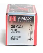 HORNADY BULLET 25 CAL 75GR V-MAX 100CT