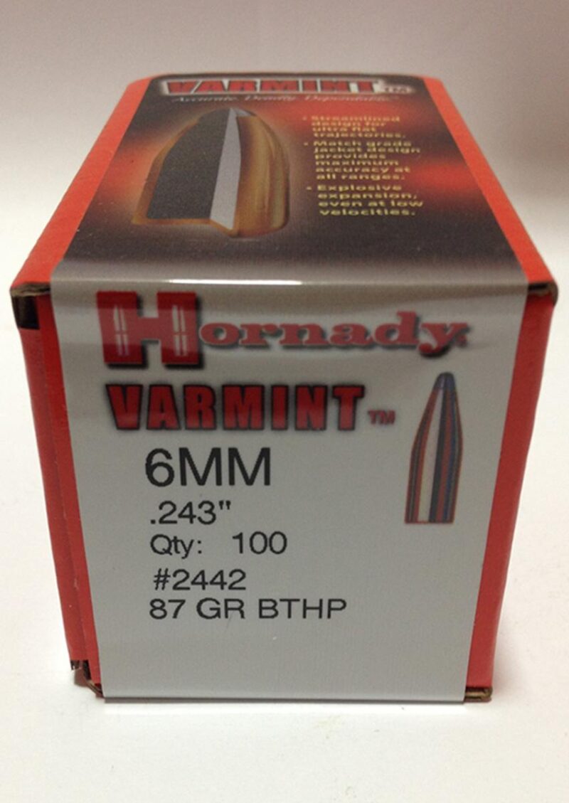 HORNADY 6MM (.243") 87GR BTHP BULLETS 100CT