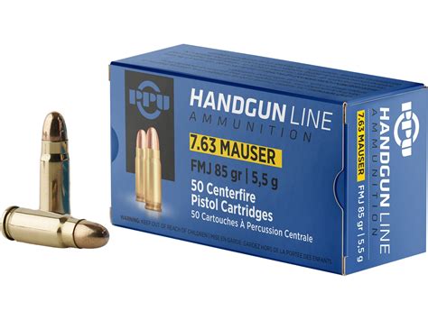 PPU 7.63 MAUSER 85GR AMMO 50CT