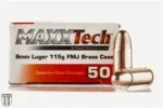 MAXX TECH 9MM LUGER 115GR FMJ BRASS CASE AMMO 500CT