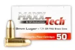 MAXX TECH 9MM LUGER 124GR FMJ BRASS CASE AMMO 500CT