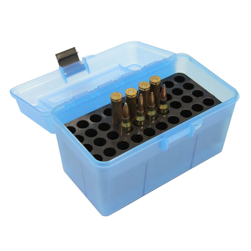 MTM DELUX AMMO BOX 50-RDS 7MM RM TO 300 WM BLUE