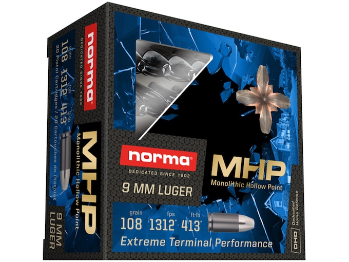 NORMA 9MM 108GR MHP AMMO 20CT