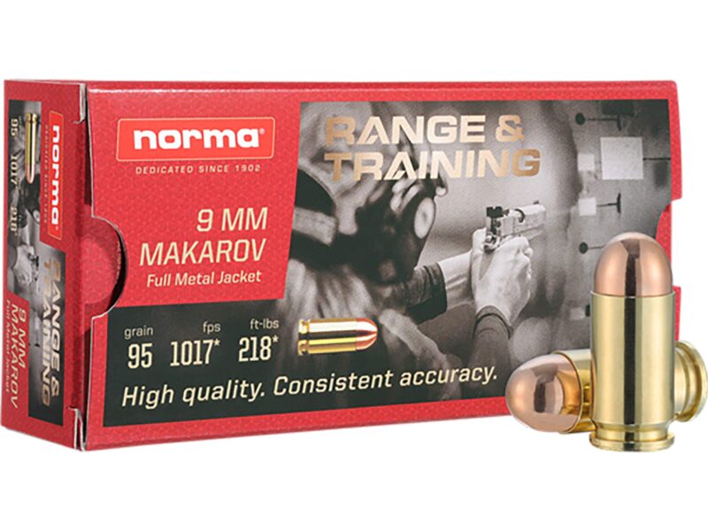 NORMA 9mm MAKAROV 95gr FMJ AMMO 20CT