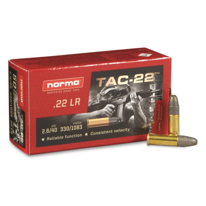 NORMA TAC-22 22LR 40GR LRN 1083FPS AMMO 50RDS