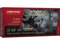 NORMA_9MM_LUGER_115GR_FMJ_AMMO_20CT NORMA 9MM LUGER 115GR FMJ AMMO 20CT