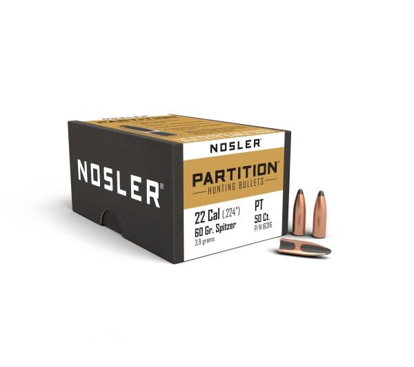 NOSLER 22CAL (.224") 60GR PARTITION BULLETS 50CT