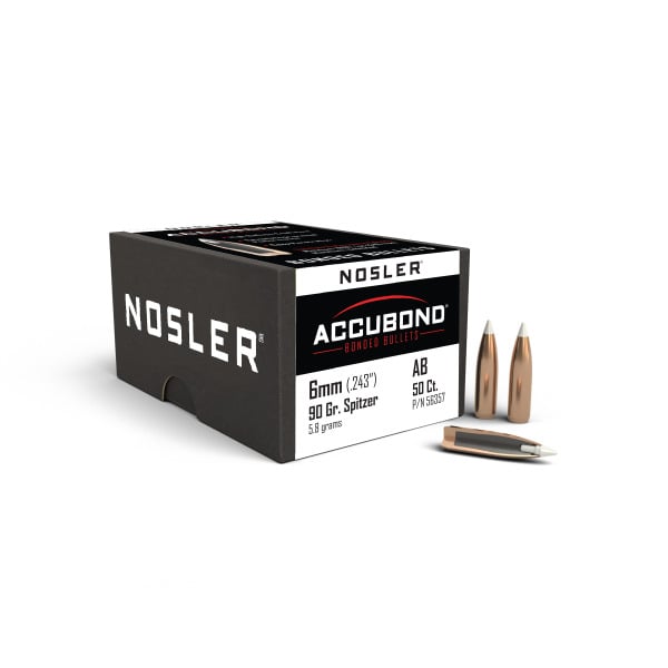 NOSLER 6MM (.243") 90GR ACCUBOND BULLETS 50CT