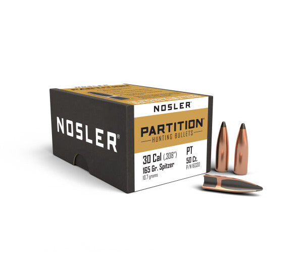 NSL16330 NOSLER 30CAL (.308") 165GR PARTITION BULLETS 50CT