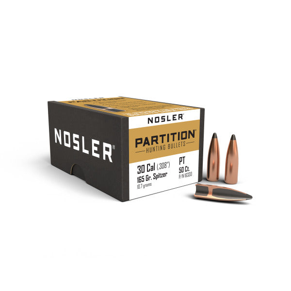 NOSLER 30CAL (.308") 165GR PARTITION BULLETS 50CT