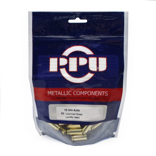 PPU 10MM UMPRIEMD BRASS 50CT