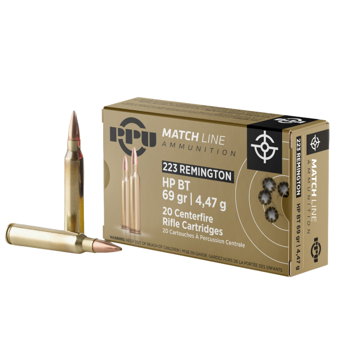 PPU 223 REMINGTON 69GR HPBT MATCH AMMO 20RDS