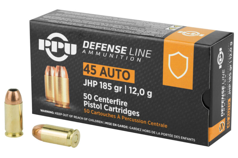 PPU 45 AUTO 185GR JHP AMMO 50CT