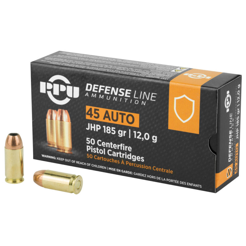 PPU 45 AUTO 185GR JHP AMMO 50CT