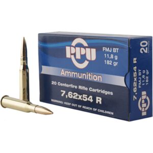 PPU 7.62X54R 182GR FMJ BT AMMO 20RDS