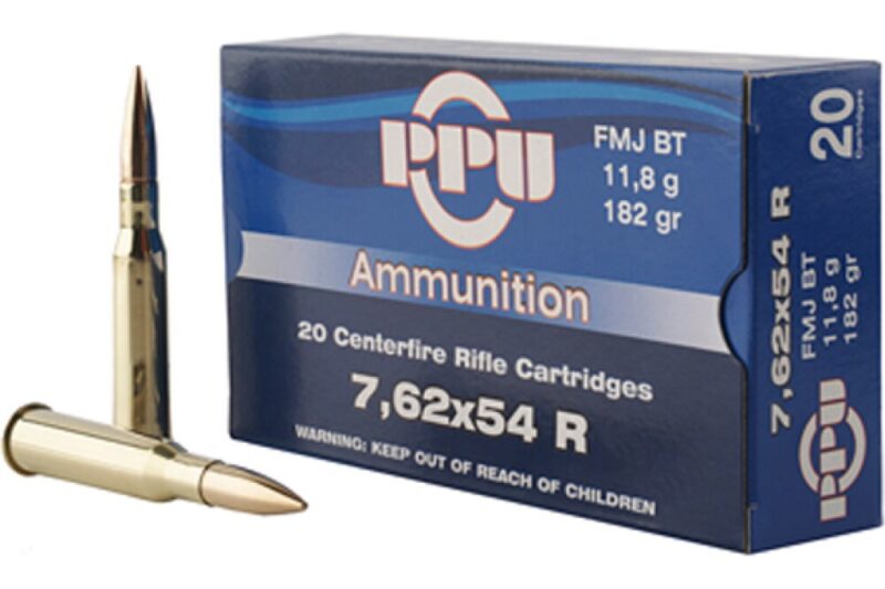 PPU 7.62X54R 182GR FMJ BT AMMO 20RDS