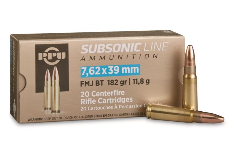 PPU SUBSONIC 7.62X39 FMJBT 182GR AMMO 20CT