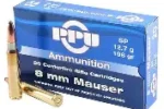 PPU 8MM MAUSER 196GR SP AMMO 20RDS