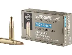 PPU SUBSONIC 7.62X39 FMJBT 182GR AMMO 20CT