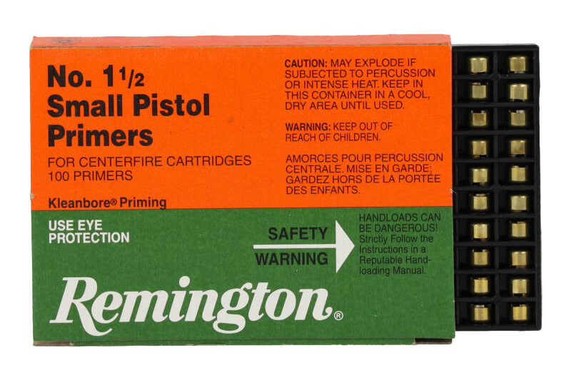 REM PRIMER 1-1:2 SM PISTOL-100ct REM PRIMER 1-1/2 SM PISTOL-100ct