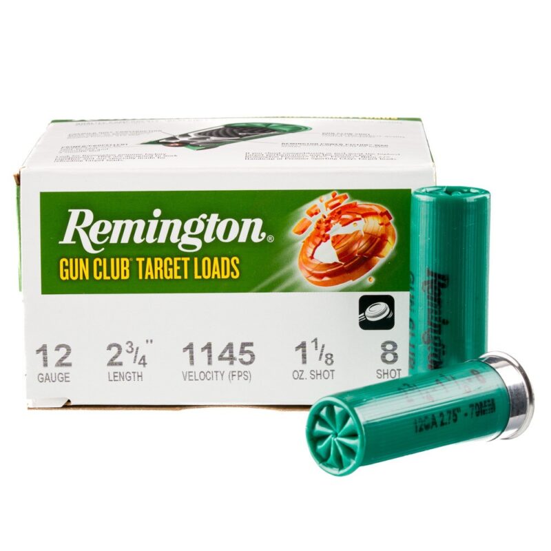 REMINGTON GUN CLUB 12GA 2-3/4" 1145FPS 1-1/8OZ #8 AMMO 25RDS