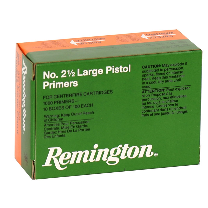 REMINGTON NO. 2-1/2 LARGE PISTOL PRIMERS 1000CT