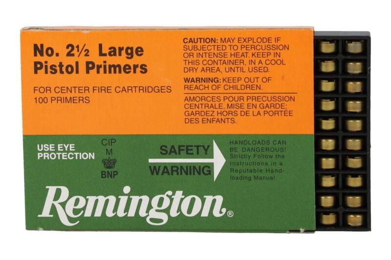 REMINGTON NO. 2-1:2 LARGE PISTOL PRIMERS 100CT REMINGTON NO. 2-1/2 LARGE PISTOL PRIMERS 100CT