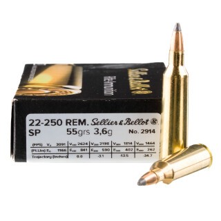 SELLIER & BELLOT 22-250 55GR RIFLE AMMO 20CT