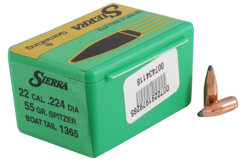 SIERRA 22CAL (.224") 55GR SBT GAMEKING BULLETS 100CT