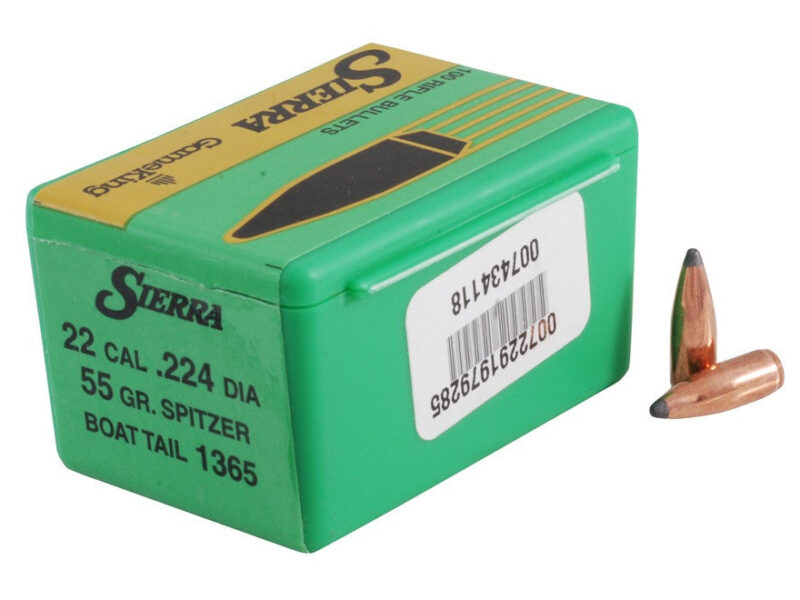 SIERRA 22CAL (.224") 55GR SBT GAMEKING BULLETS 100CT