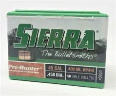SIERRA_45CAL_400GR_FPJ_100CT SIERRA 45CAL 400GR FPJ 100CT