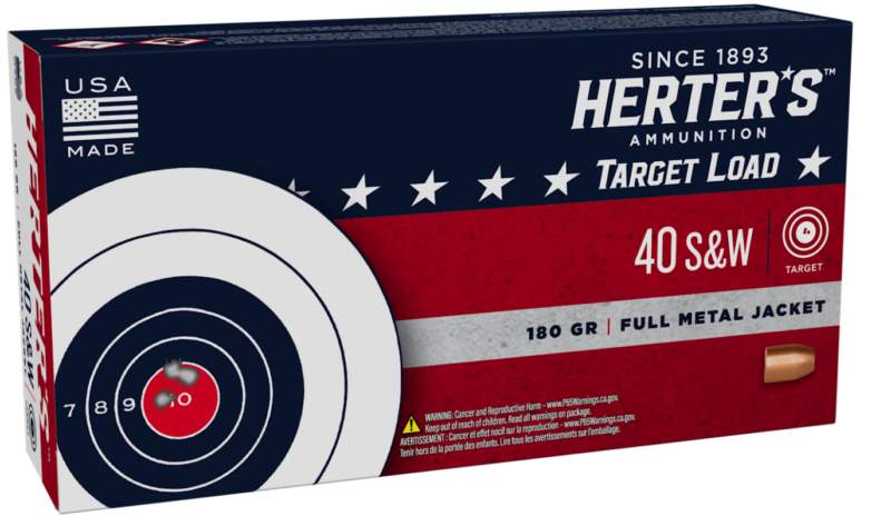HERTERS 40S&W 180GR FMJ AMMO 50RDS
