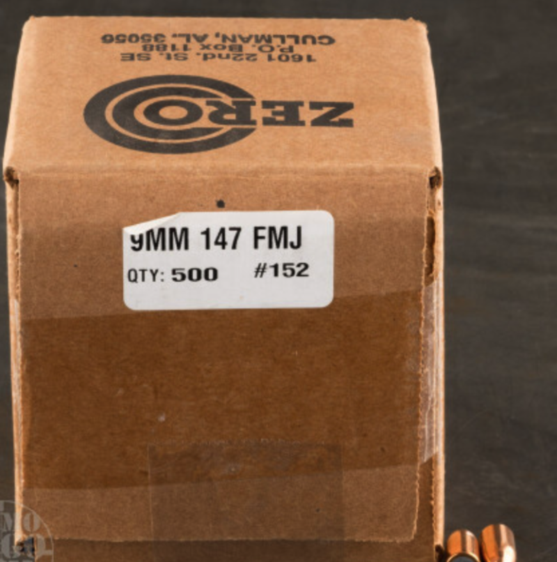 ZERO BULLET COMPANY 9MM 147GR FMJ BULLETS