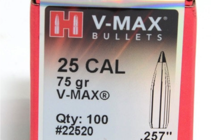 HORNADY BULLET 25 CAL 75GR V-MAX 100CT