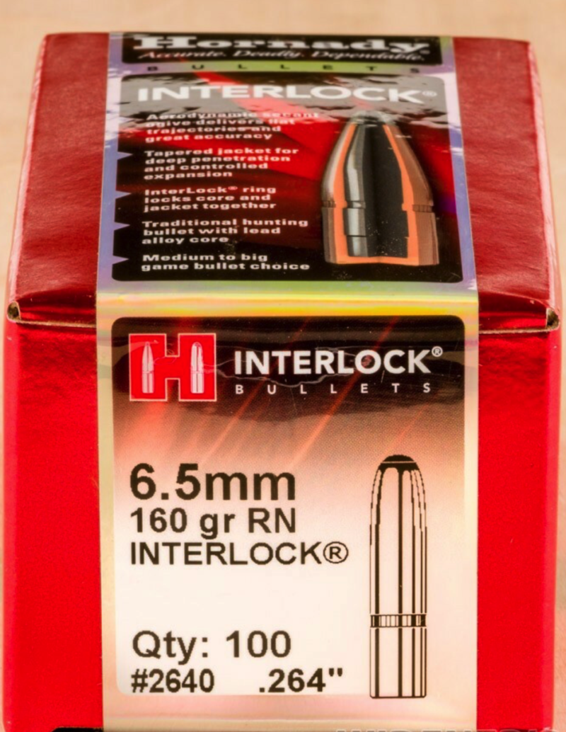 HORNADY 6.5MM 160GR RN INTERLOCK