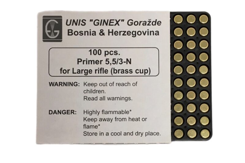 UNIS GINEX LARGE RIFLE PRIMER-100ct UNIS GINEX LARGE RIFLE PRIMER-100ct