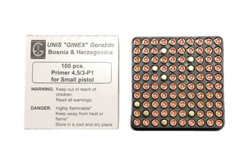 UNIS GINEX SMALL PISTOL PRIMERS 100ct UNIS GINEX SMALL PISTOL PRIMERS 100ct