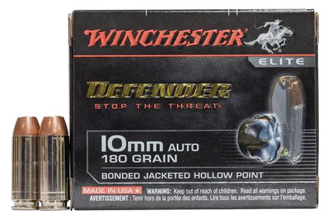 WINCHESTER 10MM 180GR DEFENDER BONDED JHP AMMO 20CT