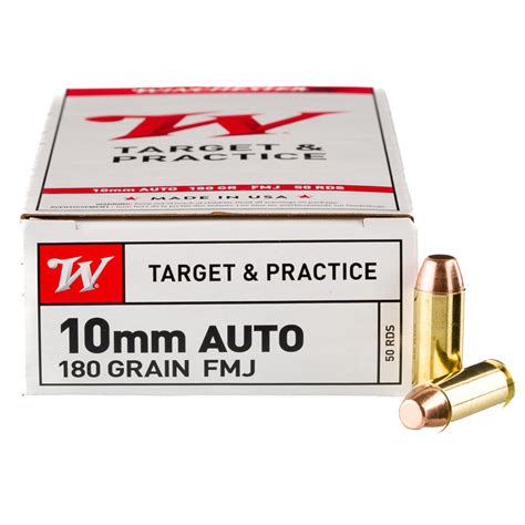WINCHESTER 10MM 180GR FMJ TARGET AMMO 50RDS