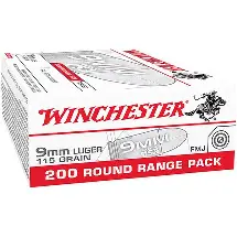 WINCHESTER 9MM 115GR FMJ AMMO 200CT